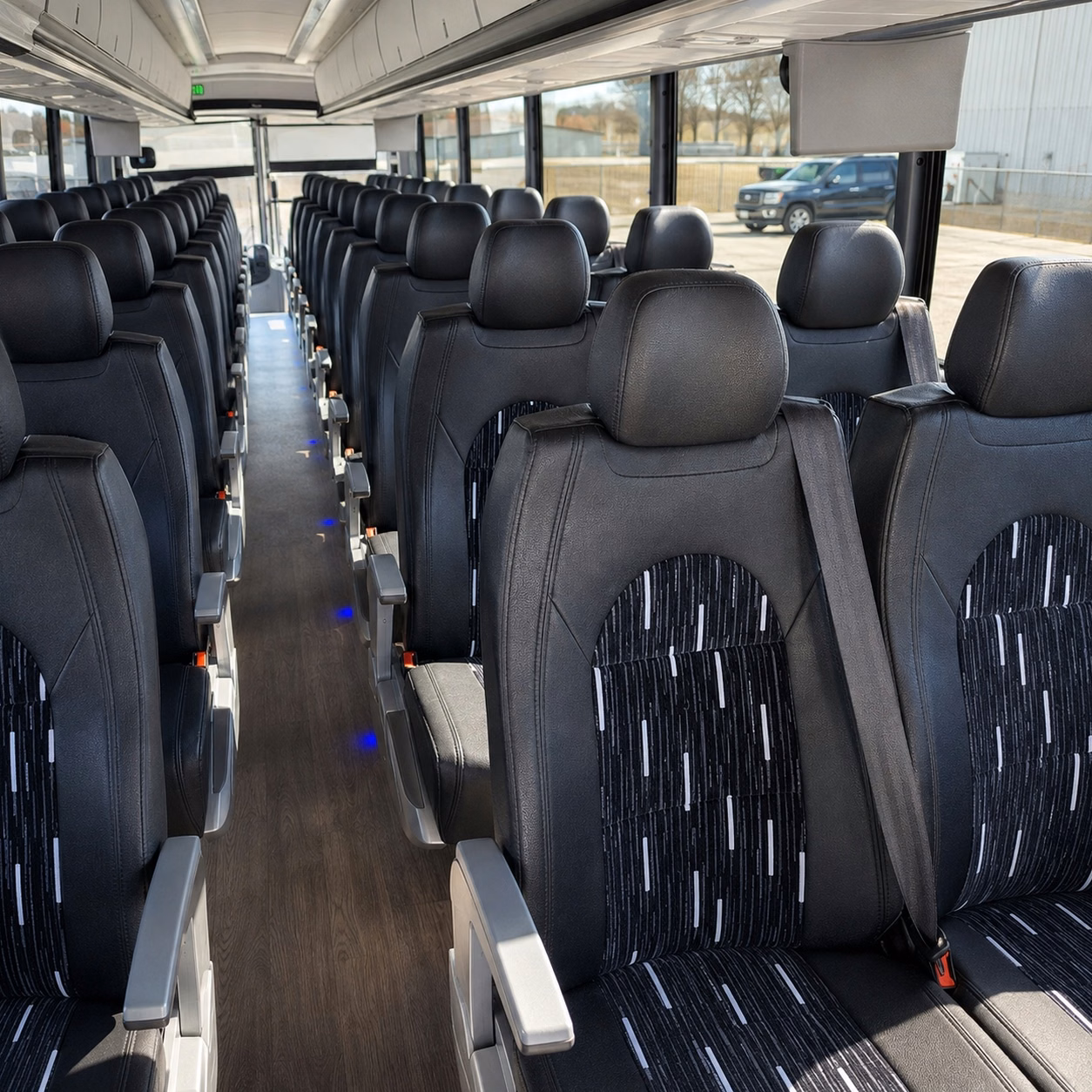 56 passenger charter bus inside
